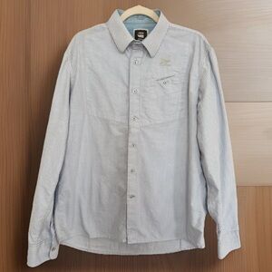 G-Star Raw Mens White/Blue Striped Button Down Long Sleeve Size XL